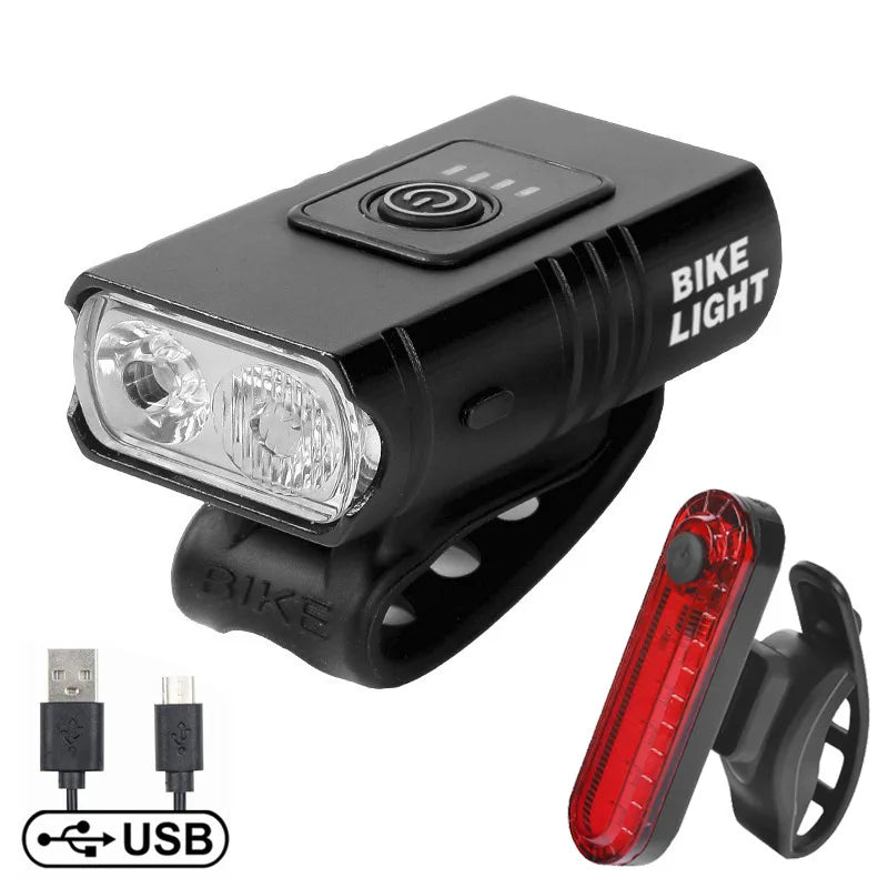 Hot Customized Bicycle Lights Front and Back USB Rechargeable Waterproof Bicycle Light Set for Night Cycling
