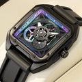 OEM Customized Stylish Business Chronograph Watch with Classic Rubber Strap Men's Mechanical square Dial Automatic Watch