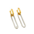 Women's Long Drop Gold & Silver Stud Earrings Removable Geometric Stainless Steel Fashion Jewelry for Parties