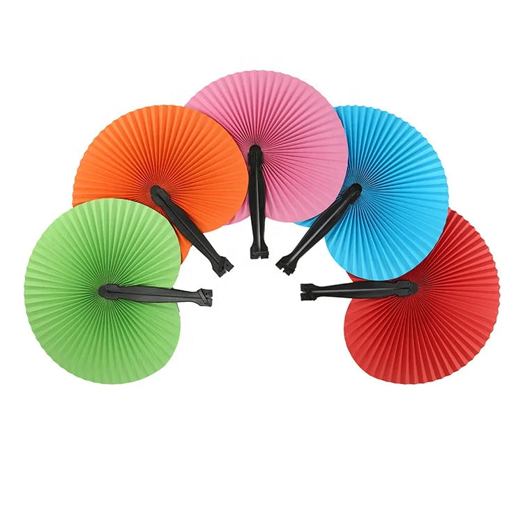 Cheap Wholesale Custom Printed Paper Round Folding Hand Held Fan