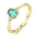 Fine Jewelry 18K Gold Plated Women 925 Sterling Silver Engagement Wedding Large Oval Shape Green Cubic Zirconia Gemstone Rings