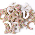 Hot Sale Fancy Colorful Beaded Pearl Rhinestone Letters Iron on Heat Seal Iridescent Holographic Pearls Alphabet Applique Patch