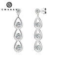 Classic 925 Silver Mossanite Jewelry 4mm & 3mm VVS1 D Moissanite Earrings Women's Teardrop Dangle Long Drop Earrings with GRA