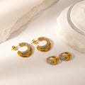 Best SellingJewelry Double Layer CC U Shaped Zircon Hoop Earring 18k Gold PVD Plated Stainless Steel Hoop Earring