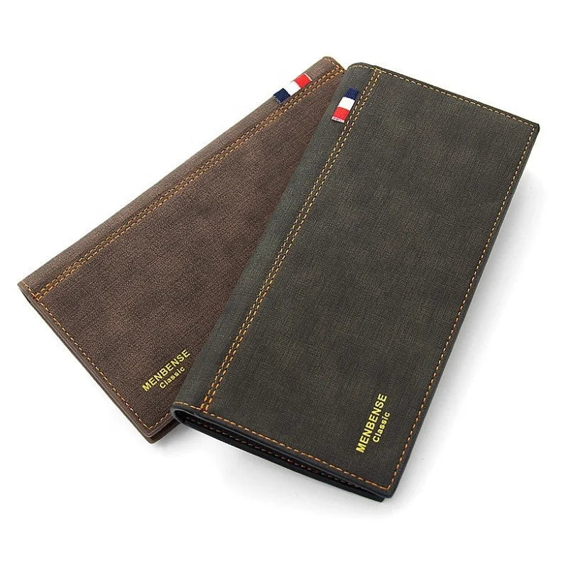 Wholesale Vintage Style Custom Branded Purse Trifold Card Holder PU Leather Long Wallet for Men with Key Holder