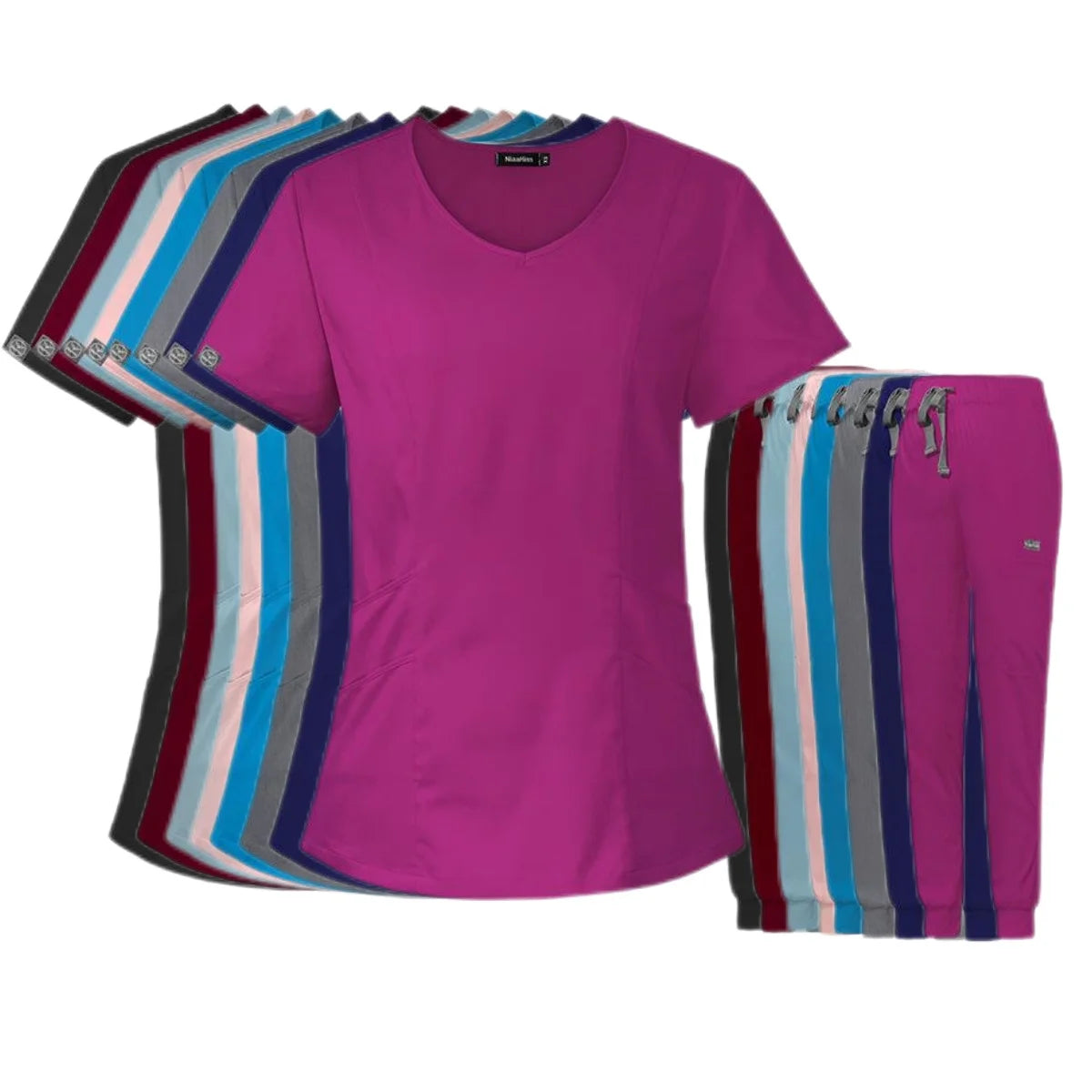 42050 in Stock Peach Collar Woman Sport Suit Women Sweat Suits Ready to Ship Plus Size Nurse Uniforms