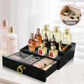 Men's Minimalist Style 3-Tier Bamboo Cologne Perfume Organizer Home Storage Holder with Box Efficient Display Riser