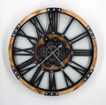 Infinity Time 21 Inch Vintage Rustic Farmhouse Wooden Moving Gears Wall Clock for Home Living Room Decor