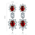 Vintage S925 Silver Lab Grown Ruby Stud Earrings Claw Setting 9.35g Weight Unisex Elegant Geometric Design Valentine's Day Gift