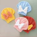 Double-Color Coral Velvet Fleece Hair Towel Thickening Knitted Princess Hat with Bow Knot Wrap for Home and Hotel Bathroom Use