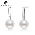 Sterling Silver Ear Studs Simple Wooden Stick Natural 6.5-7mm Freshwater Pearl Stud Earrings for Women Mom