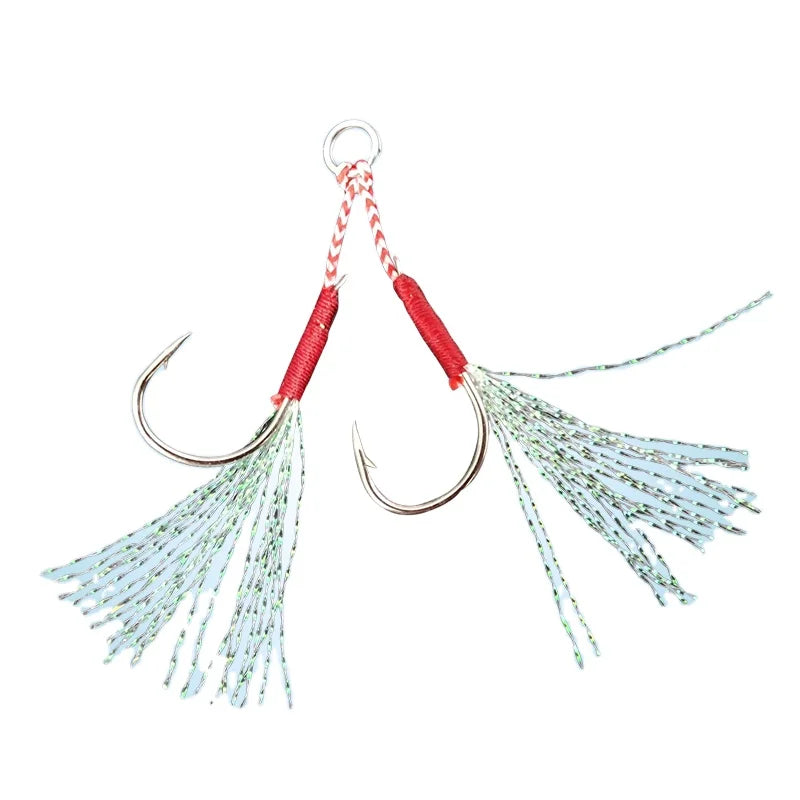 High Carbon Steel Pike Assist Jig Hooks for Slow Pitch Jigging Lures Fishing Hooks Double Fishhook for Saltwater Fishing