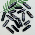 Hand Carved Natural Black Obsidian DT Quartz Crystal Point Tower Healing Crafts Reiki Making Pendant Gift Decoration