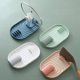 At a Loss Kitchen Spoon Holders Fork Spatula Rack Shelf Organizer Plastic Spoon Rest Chopsticks Holder Non-slip Pot Lid Rack