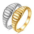 Wholesale Designer Croissant Women Ring Twisted Dome Ring Thick Gold Stainless Steel Chunky Ring for Women