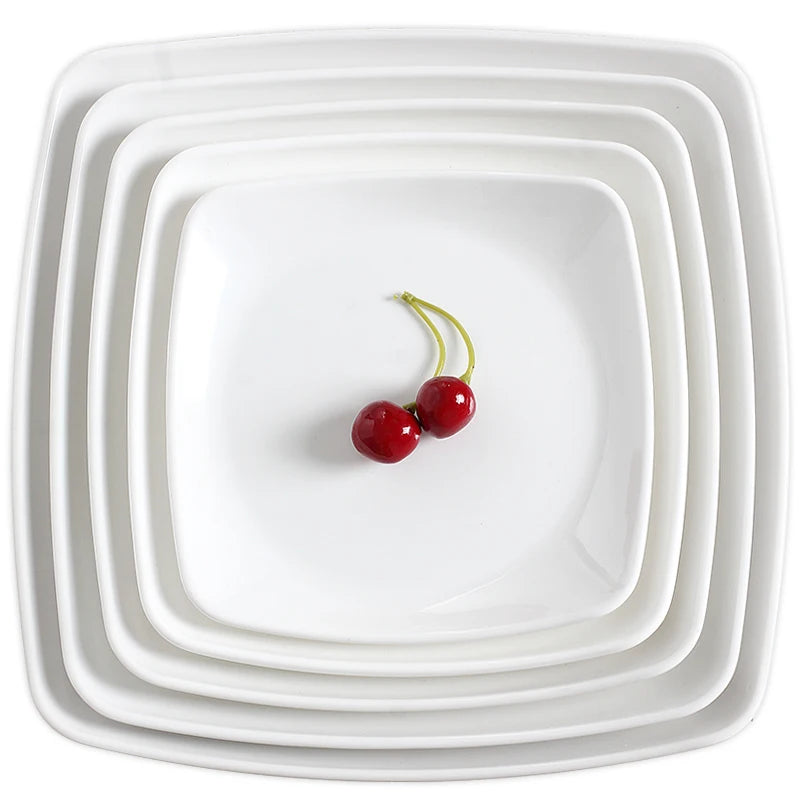 Wholesale Unbreakable Restaurant Charger Dinnerware 9.8 Inch Cheap White Square Melamine Plate