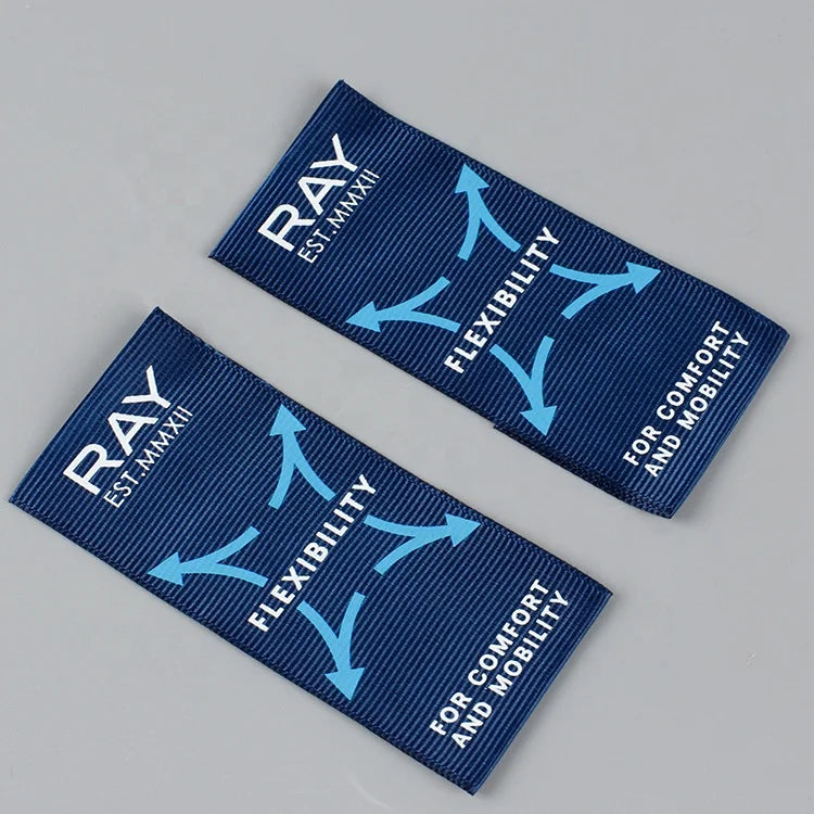 Customizable Smooth Polyester Clothing Labels Washable Grosgrain Satin Silk Screen Printed Rectangle Stitch Straight Cut
