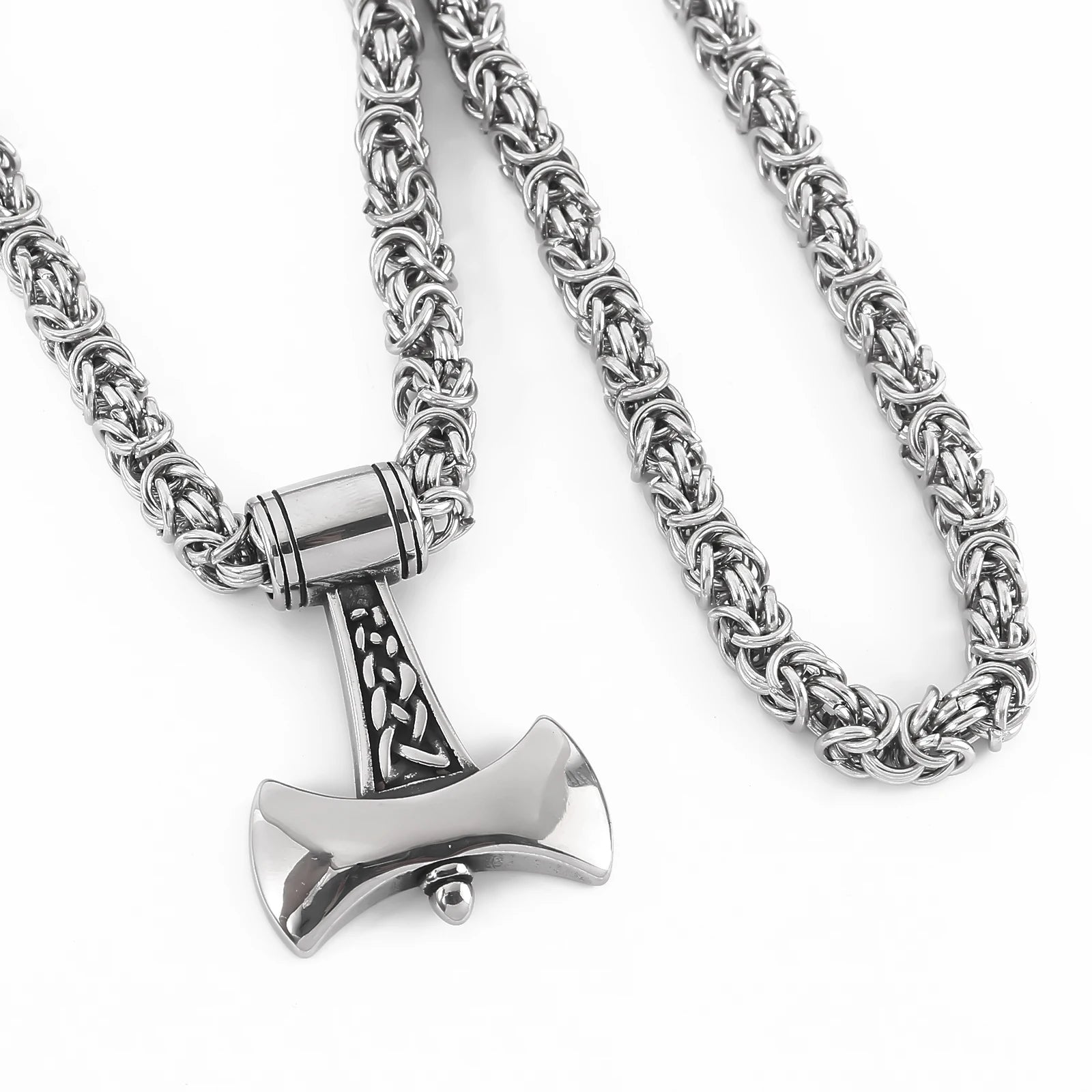 Viking Souvenir Stainless Steel King Chain Necklace Men's Viking Necklace Norse Myth God Thor Necklace Viking Jewelry