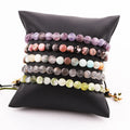 New Design Flat Shape Faceted Natural Genuine Stone Beaded Custom Logo Gemstone Friendship Macrame Bracelet Women JBS11550