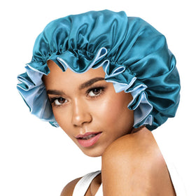 Custom Logo 30cm Women's Adjustable Double Layer Reversible Silk Satin Sleeping Bonnet for Daily Use Four Seasons