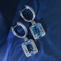 Dazzling Rhodium Plated 925 Silver Jewelry Natural Sky Blue Topaz Drop Earrings for Women Anniversary Gift Daily Wear