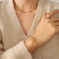 Beimai OEM Necklace Fashionable Geometric 18k Gold Stainless Steel 8-Character Bracelet Necklace Set