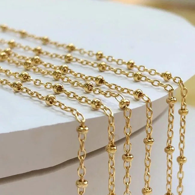 Factory Direct 14K Gold Filled Beads Chain 1.35mm Bulk Jewelry Chain for Necklace & Bracelet Making