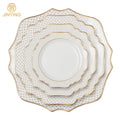 Wholesale 13 Inch Sunflower Gold Rimmed  Luxury Ceramic Plates Set Ceramic Dinnerware