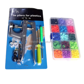 Metal Press Pliers Tools Used for T3 T5 T8 Kam Button Fastener Snap Pliers+150 Set T5 Plastic Resin Press Stud Cloth Diaper