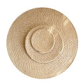 All Linen Straw Woven Round Thick Home Placemat Kitchen Table Heat Insulation Pad Cup Pan Pot Mat