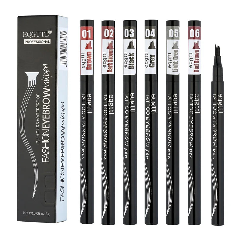 Body Care Liquid Eyebrow Pencil with 4 Micro-Fork Tips ApplicatorWaterproof Microblading Tattoo Brow Pencil