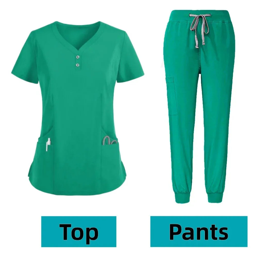 Free Name Scrub Suit Scrub Short Sleeve for Male SPA Dental Clinic Uniform Nurse Set Hospital Uniform Surgical Clothes