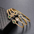 Fashion Jewelry Gold Plated Square Geometric Bracelet Women Bling Iced Out Cubic Zirconia CZ Water Drop Bangle Bracelet
