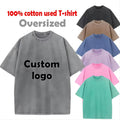 Wholesale Washed Tee Heavy Weight Tshirt Dtg Black Oversized T-Shirt Men'S Graphic Acid Wash Vintage Custom T Shirt