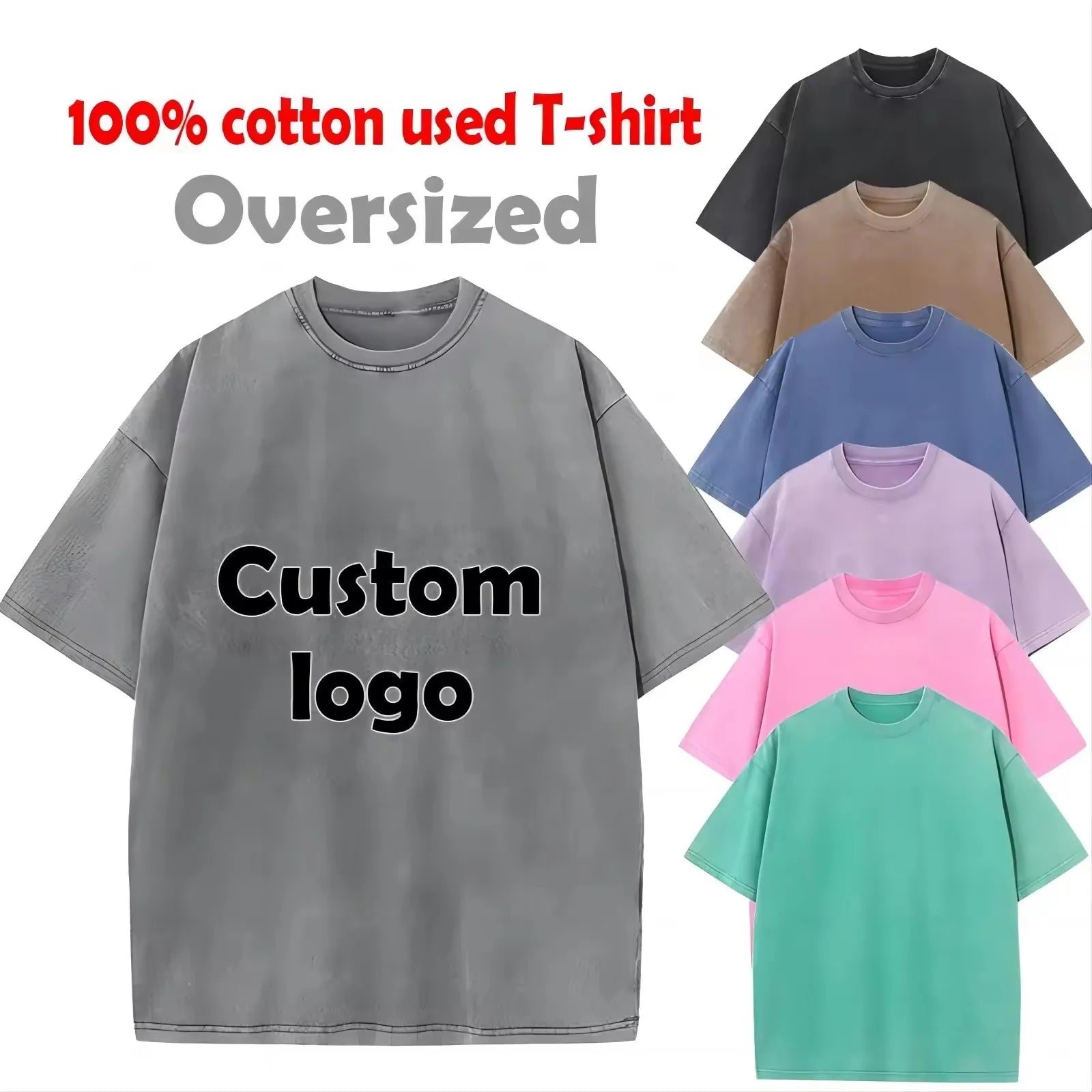 Wholesale Washed Tee Heavy Weight Tshirt Dtg Black Oversized T-Shirt Men'S Graphic Acid Wash Vintage Custom T Shirt
