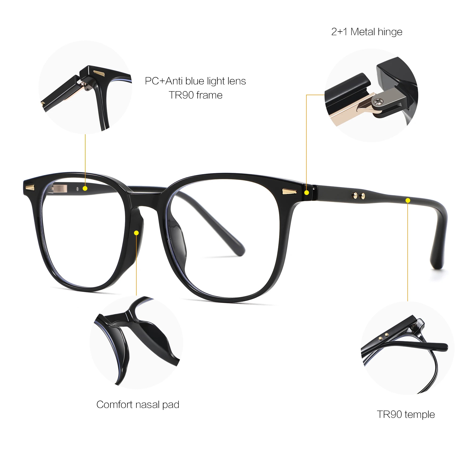 Manufacturing China Men TR90 square Eyeglasses Computer Glasses Anti Blue Light Unisex Optical Frames