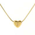Dainty 18k Gold Plated Stainless Steel Heart Necklace Simple Link Chain Heart Shaped Alphabet Necklace with Initial Letter