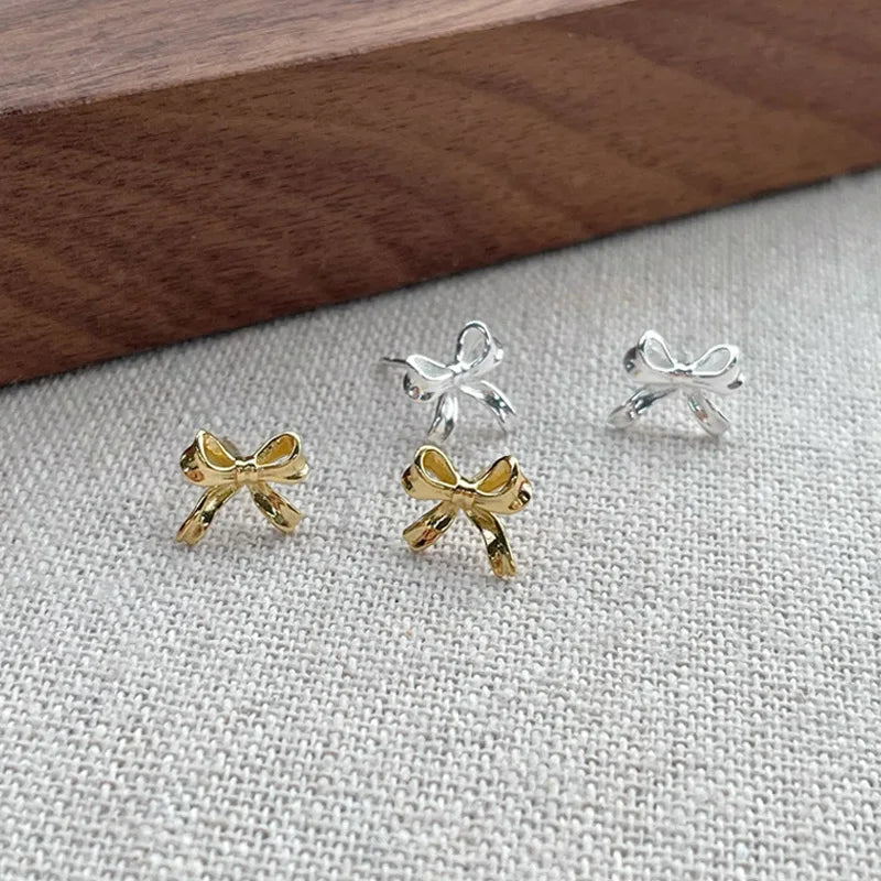 SC Popular Fashion S925 Sterling Silver Bowknot Earrings Cute Bow Stud Earrings for Teen Girls