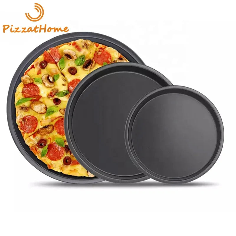 PizzAtHome 6 to 12 Inches Pizza Pan Aluminium Alloy Non-stick Plate Pan Deep Dish Bakeware Round Pizza Tray Mould Baking Tool