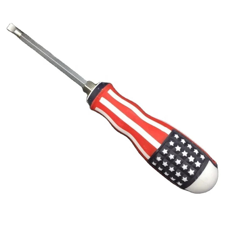Dual-Use Magnetic Slotted Phillips Screwdriver American Flag Handle Customizable OEM Support Chrome Finish DIY Grade Plastic