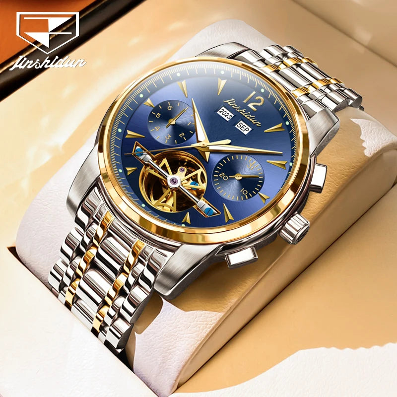 JSDUN 8738 OEM Custom Men's Waterproof Stainless Steel Strap Wristwatches Hand Watches Man Automatic Movement Mechanical Watches