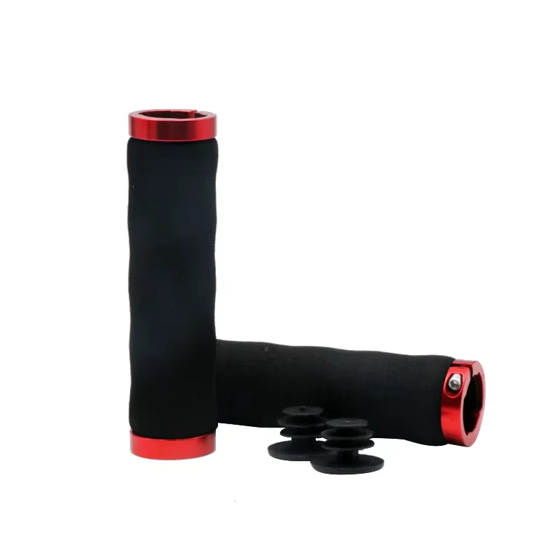 RIDERACE Mountain Bike Bar Grips Ultra-light Wavy Cushioning Anti-Skid Sponge Foam Bike Handlebar Cover With Aluminum Alloy Lock
