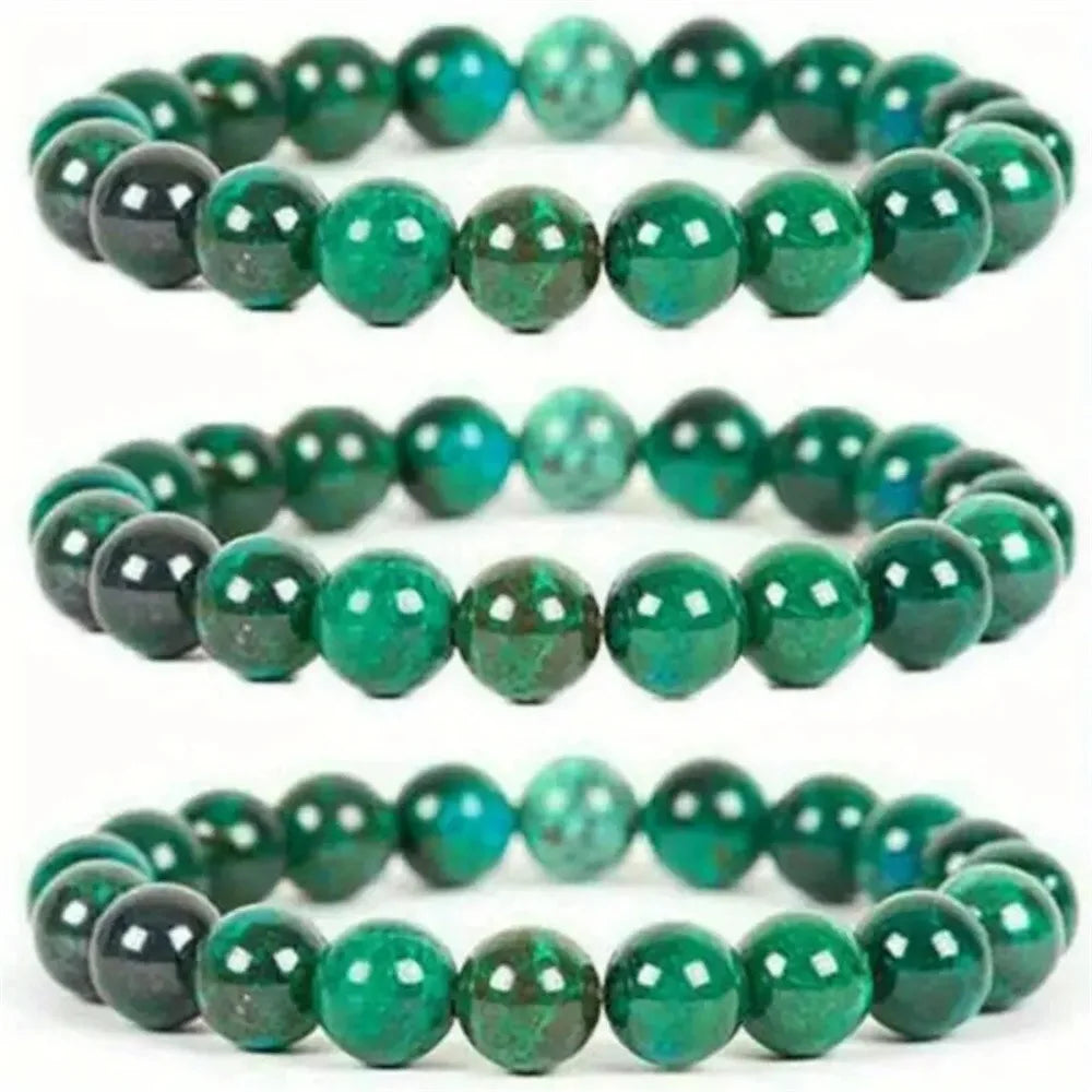Chrysocolla  Round Elastic 8mm Wholesale Bead Diabetes Relief Green Natural Gemstone Stone Bracelets Bracelet With Rope