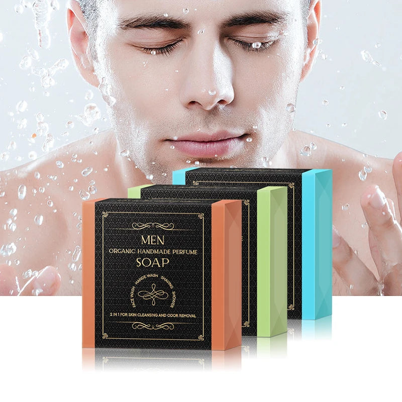 Organic & Natural 4-in-1 Bar Soap for Men's Body Hair Face and Shave Mens Soap Bar