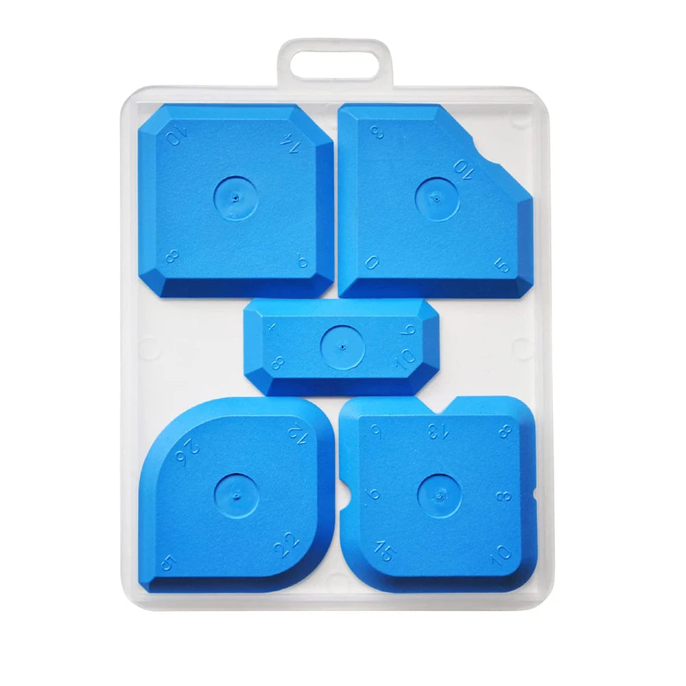 5PCS Professional Blue Silicone Grout Joint Smoother Scraper Set With Transparent Plastic Box