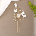 Wholesale Fashion Hair Accessories U-shaped Hairpin Pearl  Head Accessories Bridal Ceramic Flower Hairpins