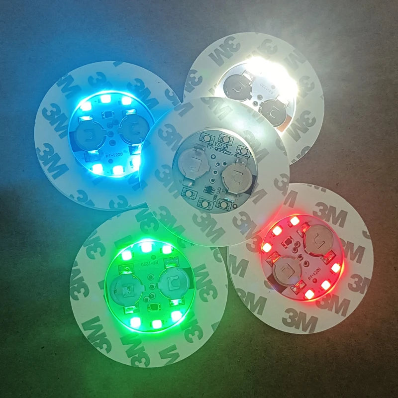LED Coasters Flashing Round Shape Light-Up Bottle Sticker Luminous Cup Mat for Graduation and Ramadan Parties for Club Bar