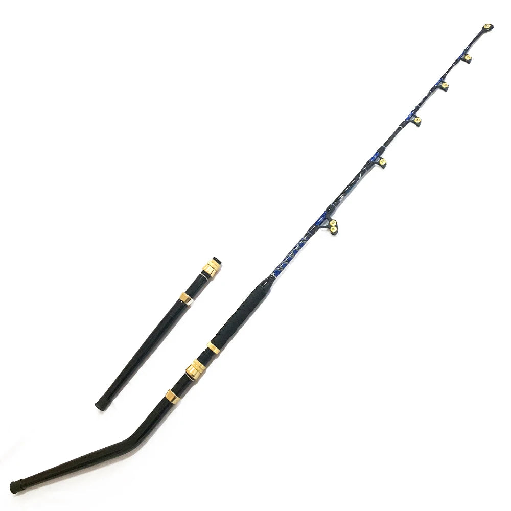 6'6" 130LBS Saltwater Fishing Rod 5+1 Roller Guides Boat Fishing Heavy Duty Big Game Fishing Trolling Rod and Reel for Sea