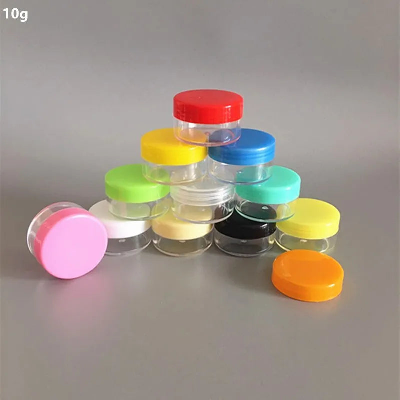 10g PS Plastic Round Cream Jar Sample Container With Colorful Lids