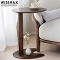 WISEMAX FURNITURE Nordic Living Room Furniture Oval Sofa Side Table Walnut Color Solid Wood Frame Coffee Table for Home
